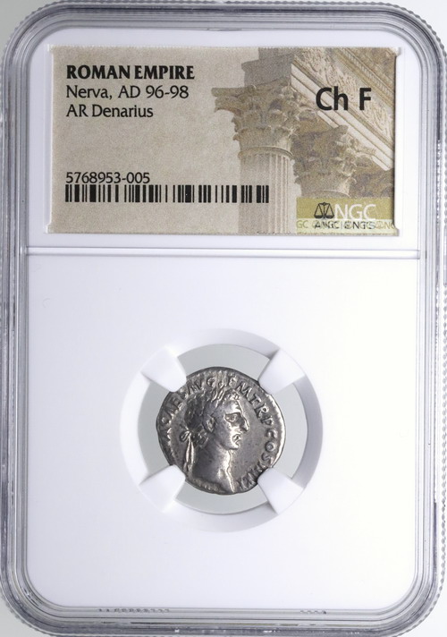 古代ローマ AD96-98年 ネルウァ(Nerva ネルヴァ) デナリウス銀貨 NGC