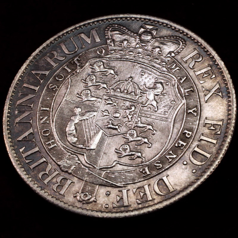 イギリス 1818年銘 ハーフクラウン 銀貨 ジョージ3世 ライトトーン