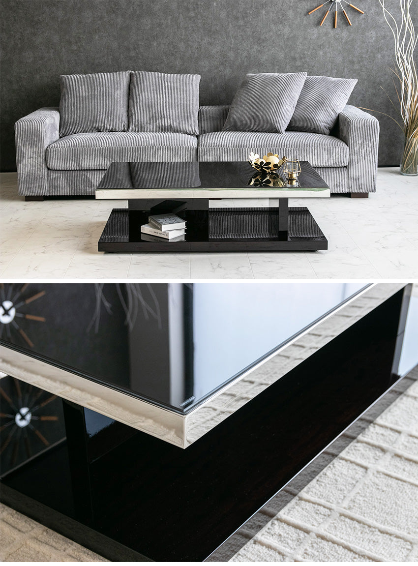 廃盤】Francfranc ガラスローテーブル 120 ガラスローテーブル