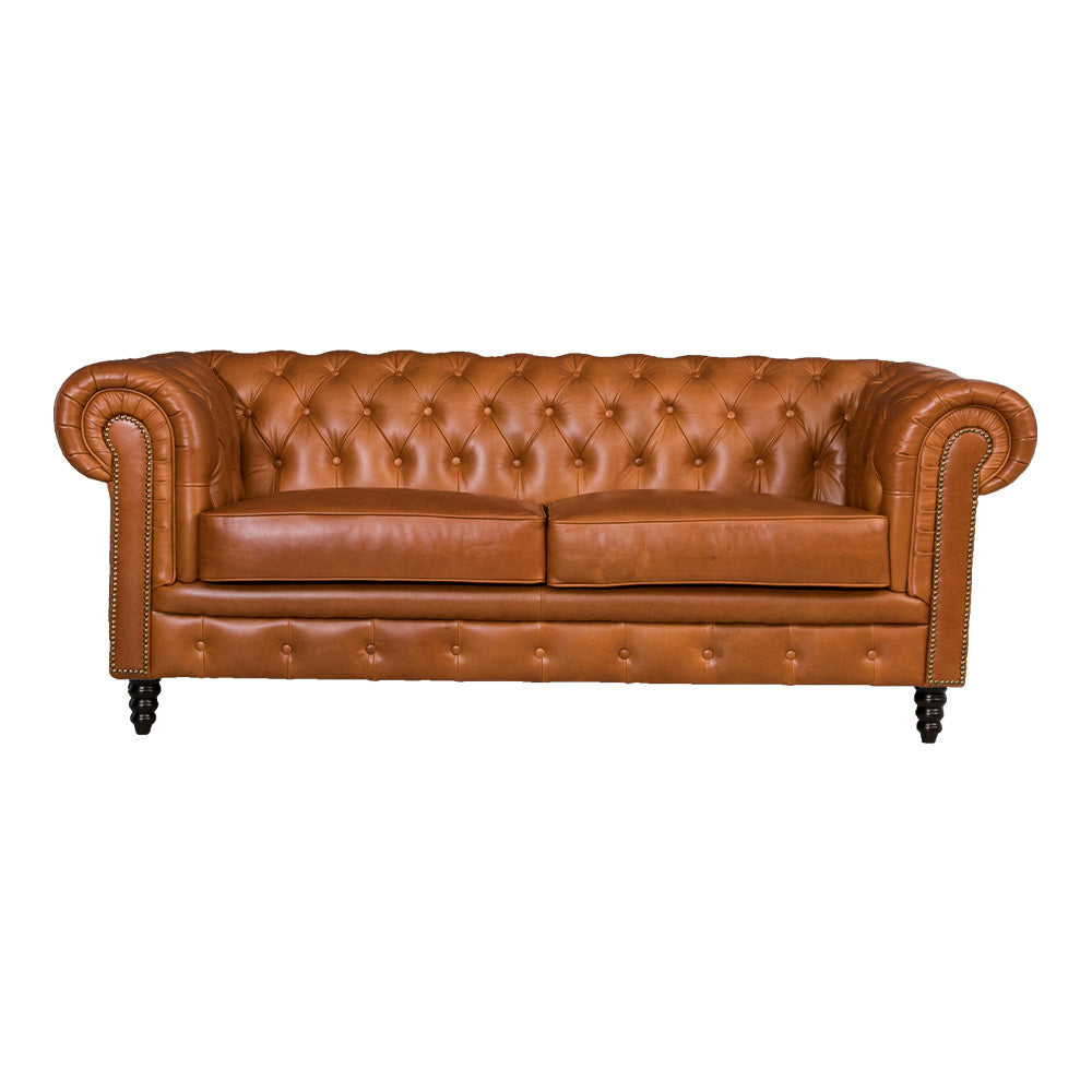 lushroom チェスターフィールド ソファ 3人掛け 本革 キャメル