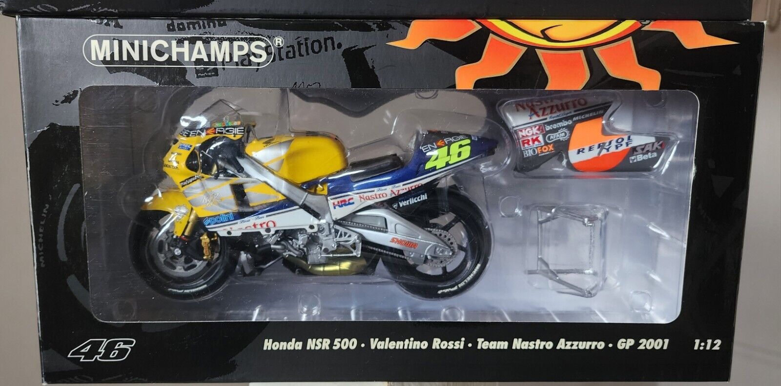 ミニチャンプス ホンダ 1/12 ナストロアズーロ NSR500 ロッシフィギュア付