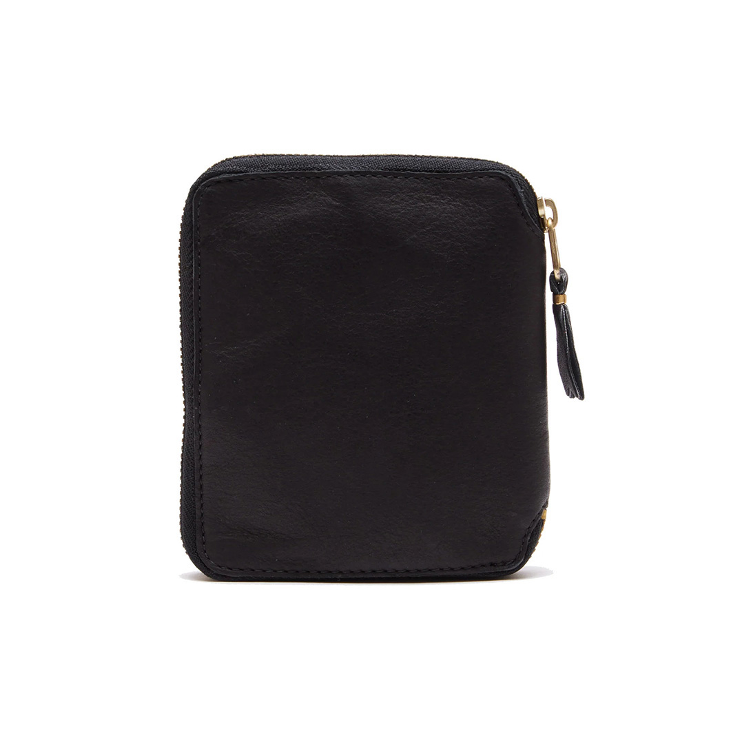 COMME des GARCONS 二つ折り ZIPウォレット Washed ブラック(Washed