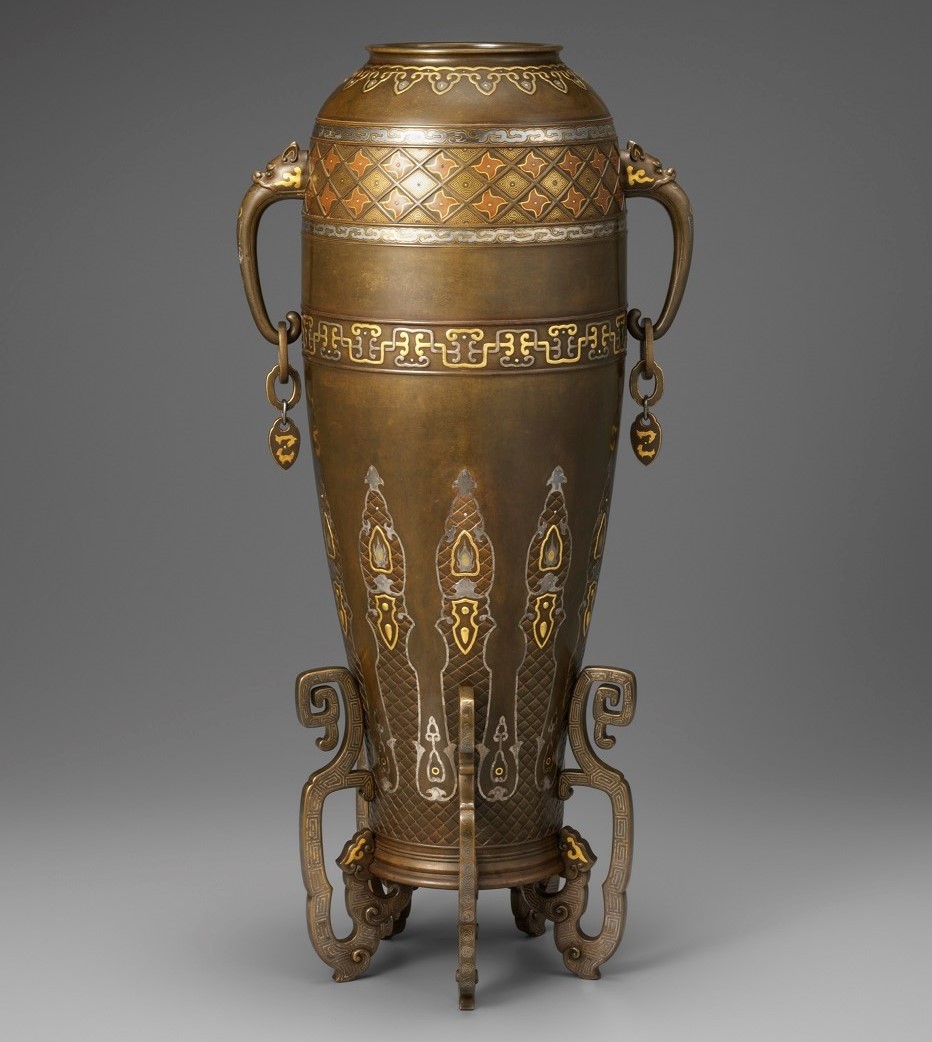 初代山川孝次《金銀象嵌環付花瓶》 - 国立工芸館