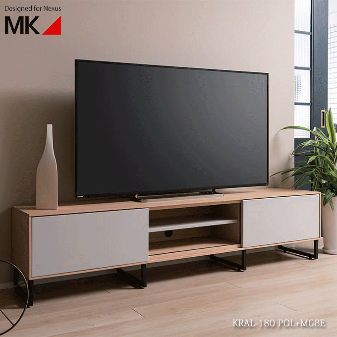 MKマエダ テレビボード クレラ 180cm幅 スチール脚 KRAL-180POL-MGBE