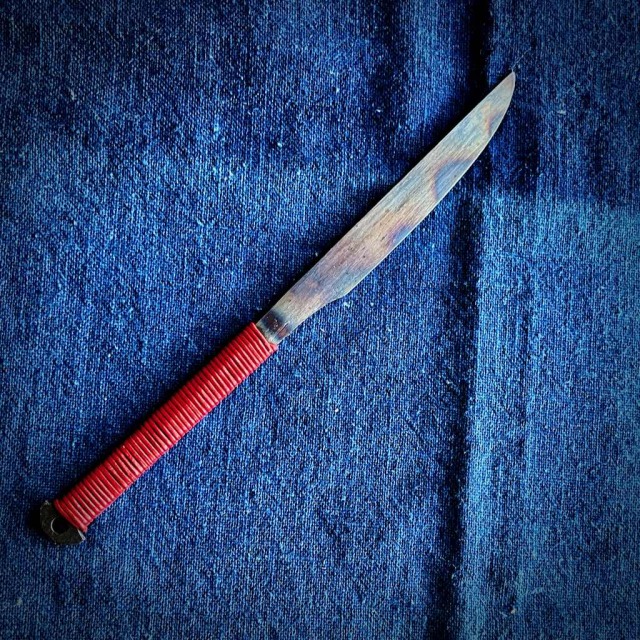 ナチュラルな焼き色です！ 鉄釘ペーパーナイフ革紐巻 04(レッド)