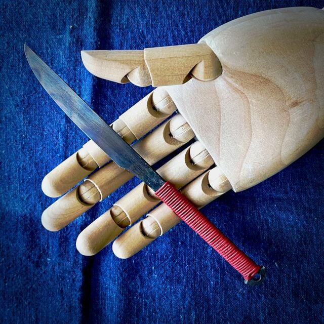 ナチュラルな焼き色です！ 鉄釘ペーパーナイフ革紐巻 04(レッド)