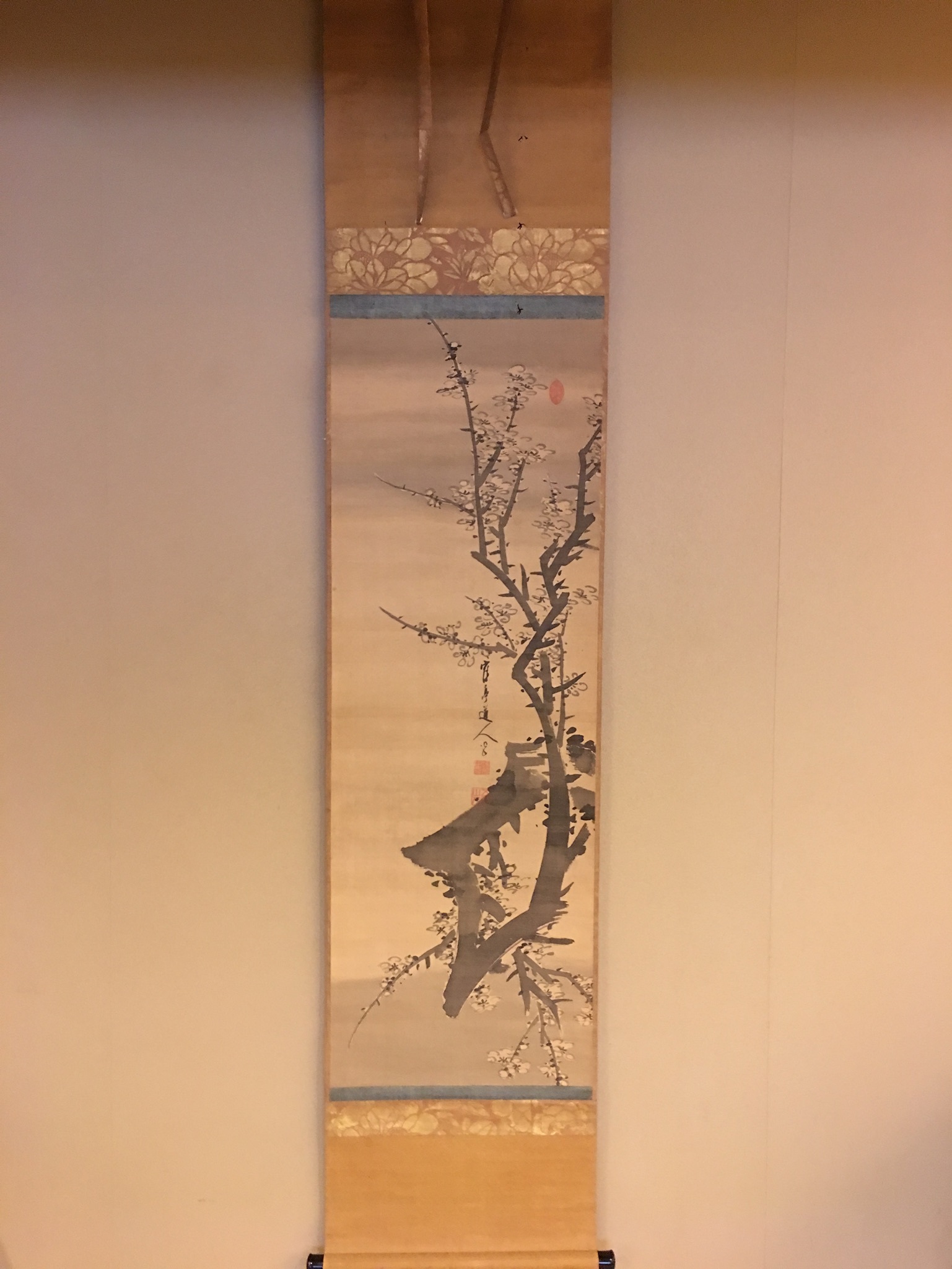 真作 逸品殿村藍田絹本墨梅画 真作殿村藍田絹本墨梅画