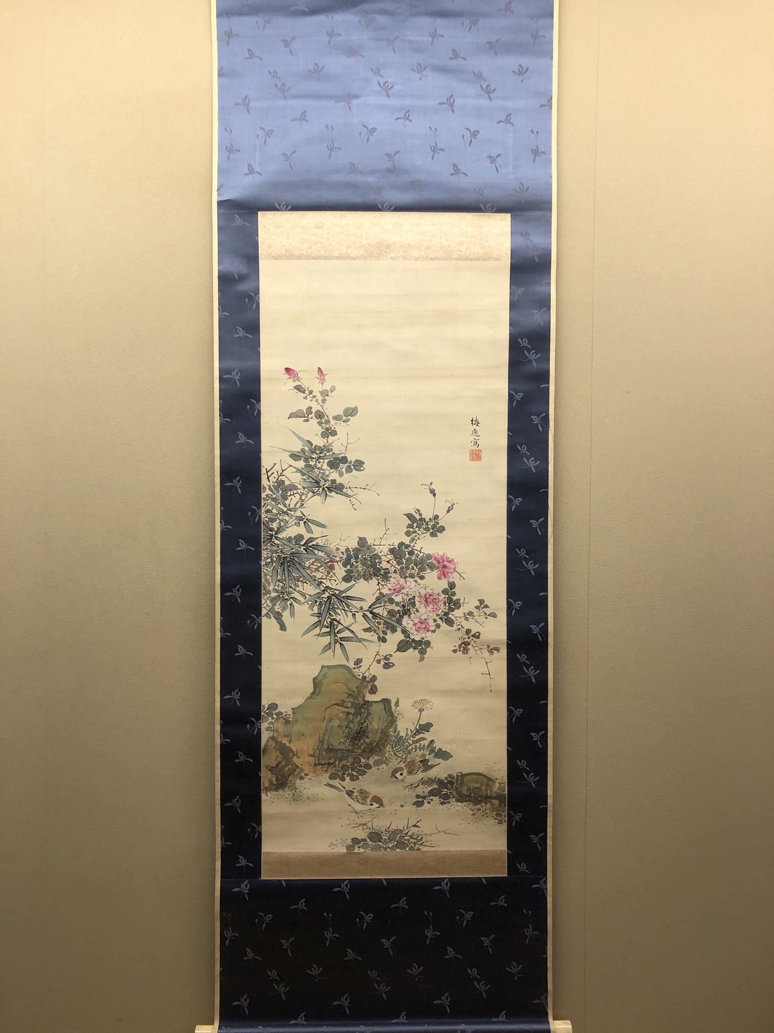 掛け軸2本 若林春園作 菖蒲図、内田桃林作 柿図 掛け軸2本 若林春園作
