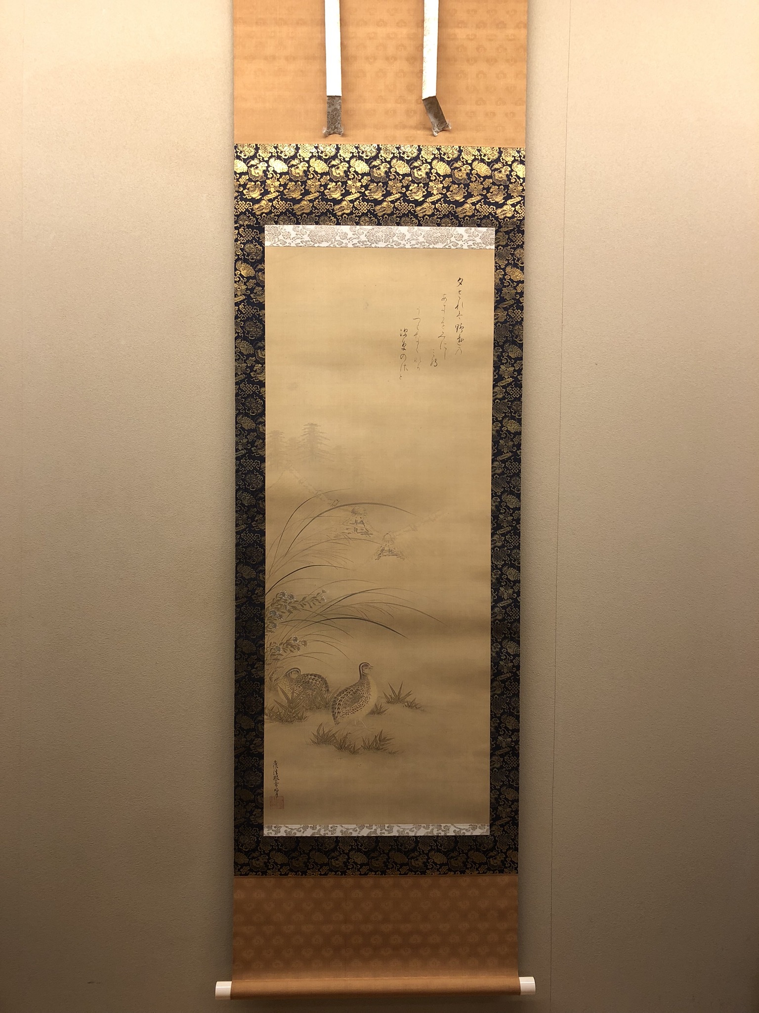 真作/星石/水仙太古石図/布袋屋掛軸HF-253 真作/星石/水仙太古石図