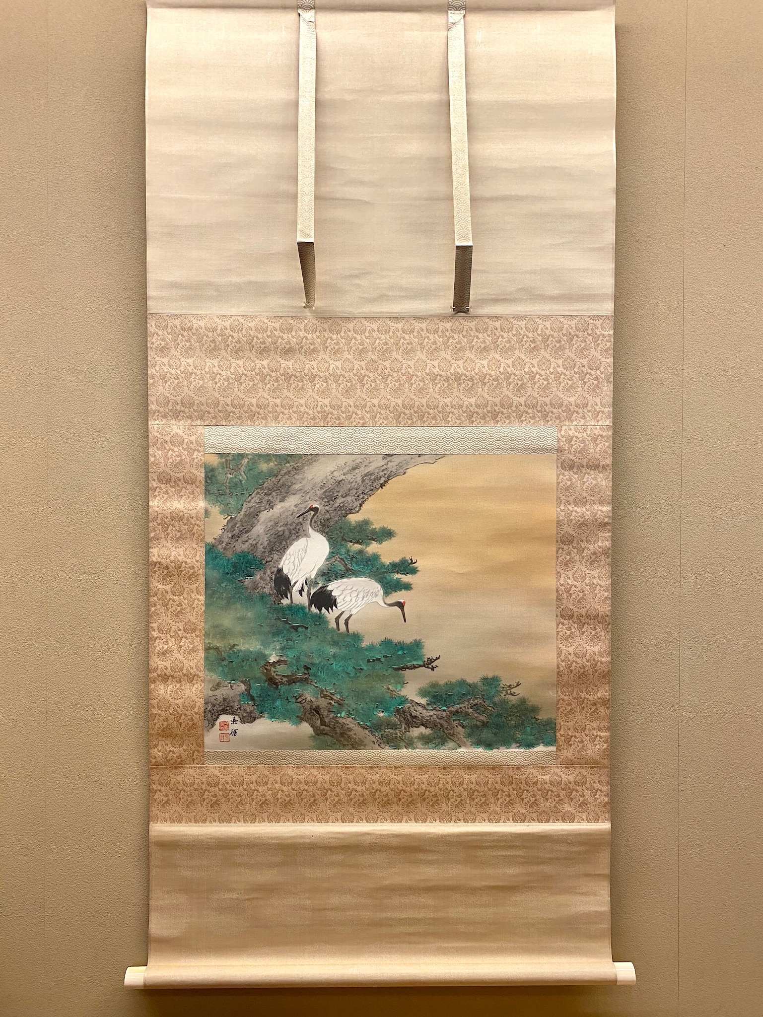 真作/今尾景祥/老松稚松之図/松図/掛軸☆宝船☆AG-287 真作/今尾景祥