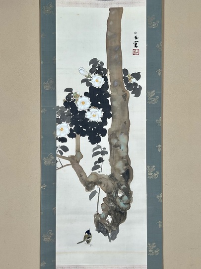 掛け軸 一鳳 『 桜 』 絹本 希少 軸装 茶道具 掛軸 美品 です。 掛け軸