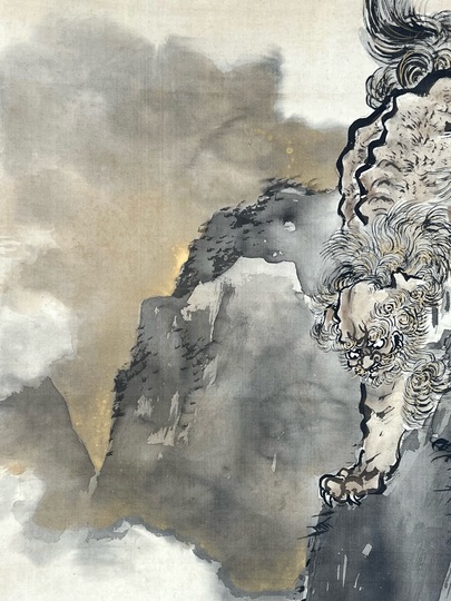 K茶道具 掛軸 旭日喬松図 鈴木松年作•書付(写真18) 共箱 紙 S947KJ K