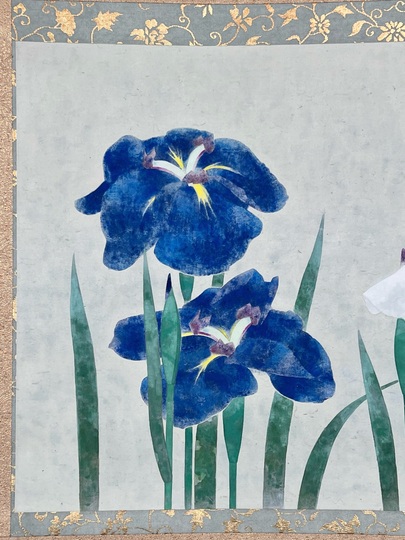 他の方発送×花菖蒲【肉筆日本画】作者不詳 印あり 他の方発送×花菖蒲