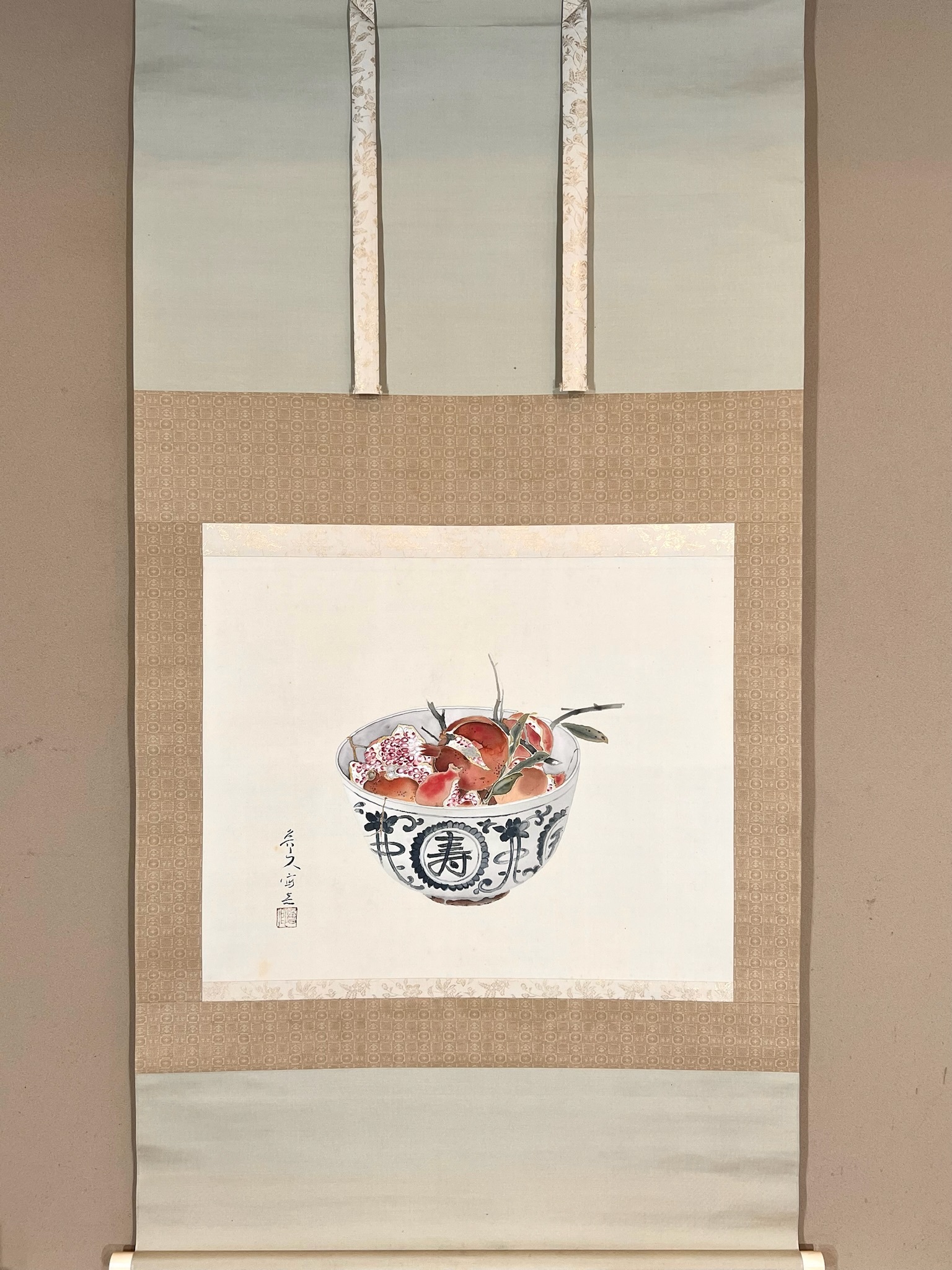 真作】黄檗宗管長/仙石泰山/当代/山静如太古/掛軸/名家伝来/AD-737