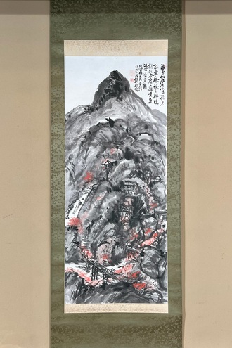 模写/森寛斎/梅花漁舟図/布袋屋掛軸HE-749 模写/森寛斎/梅花漁舟