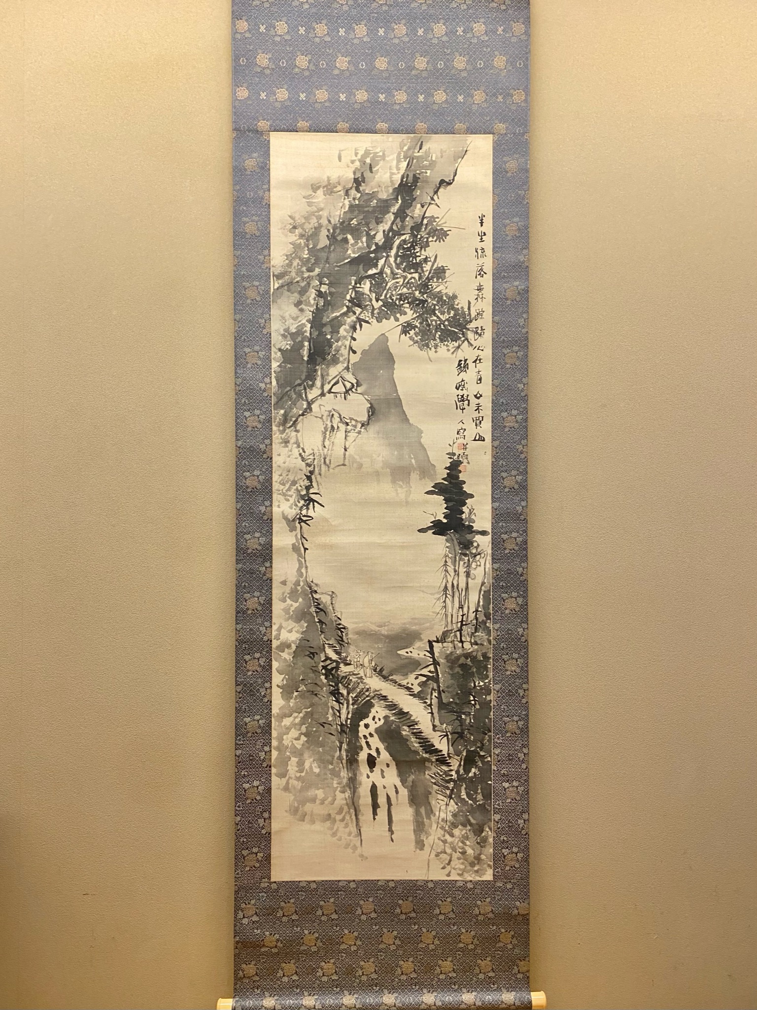 富岡鉄斎 王元之竹楼記 竹林の風景 水墨画 掛軸 富岡鉄斎 王元之竹楼