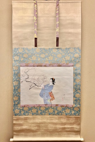 模写/橋本雅邦/観音図/金襴表装/布袋屋掛軸HF-795 模写/橋本雅邦/観音