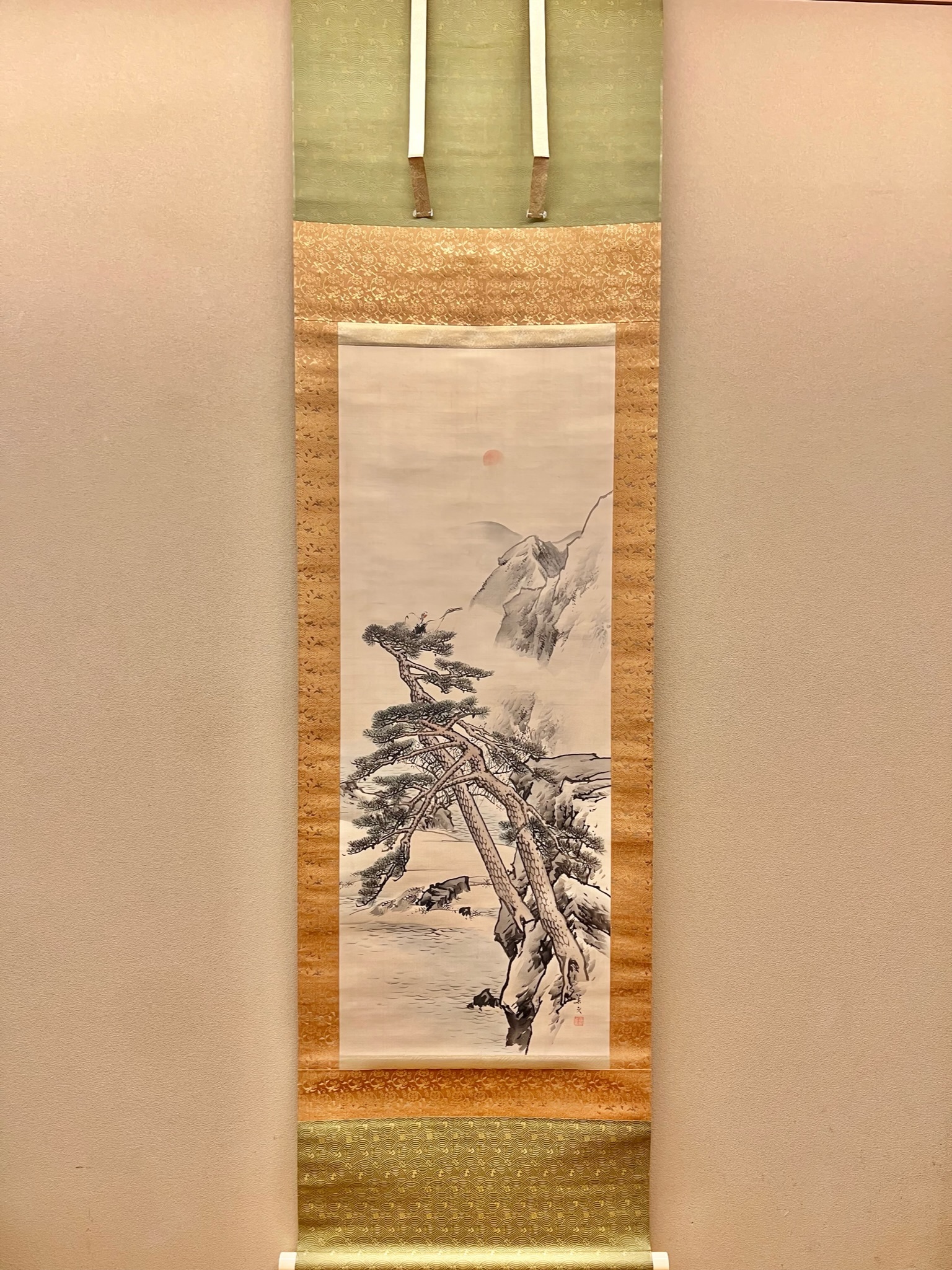 夕涼み河川敷図】前川文嶺 958 影絵 掛け軸 肉筆 【公式通販】