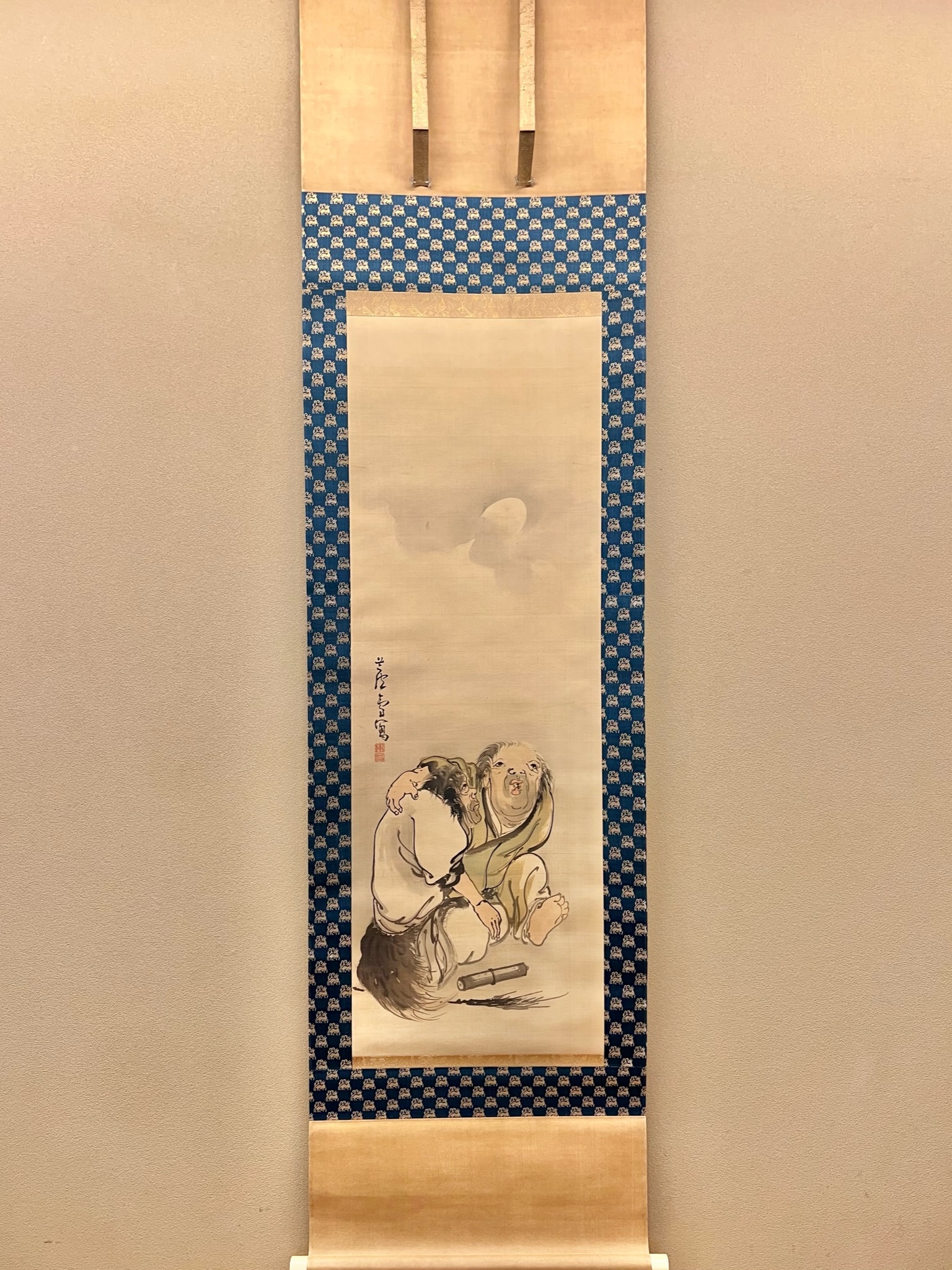 真作/長澤芦雪/長沢芦雪/蘆雪/寒山拾得図/人物図/掛軸/