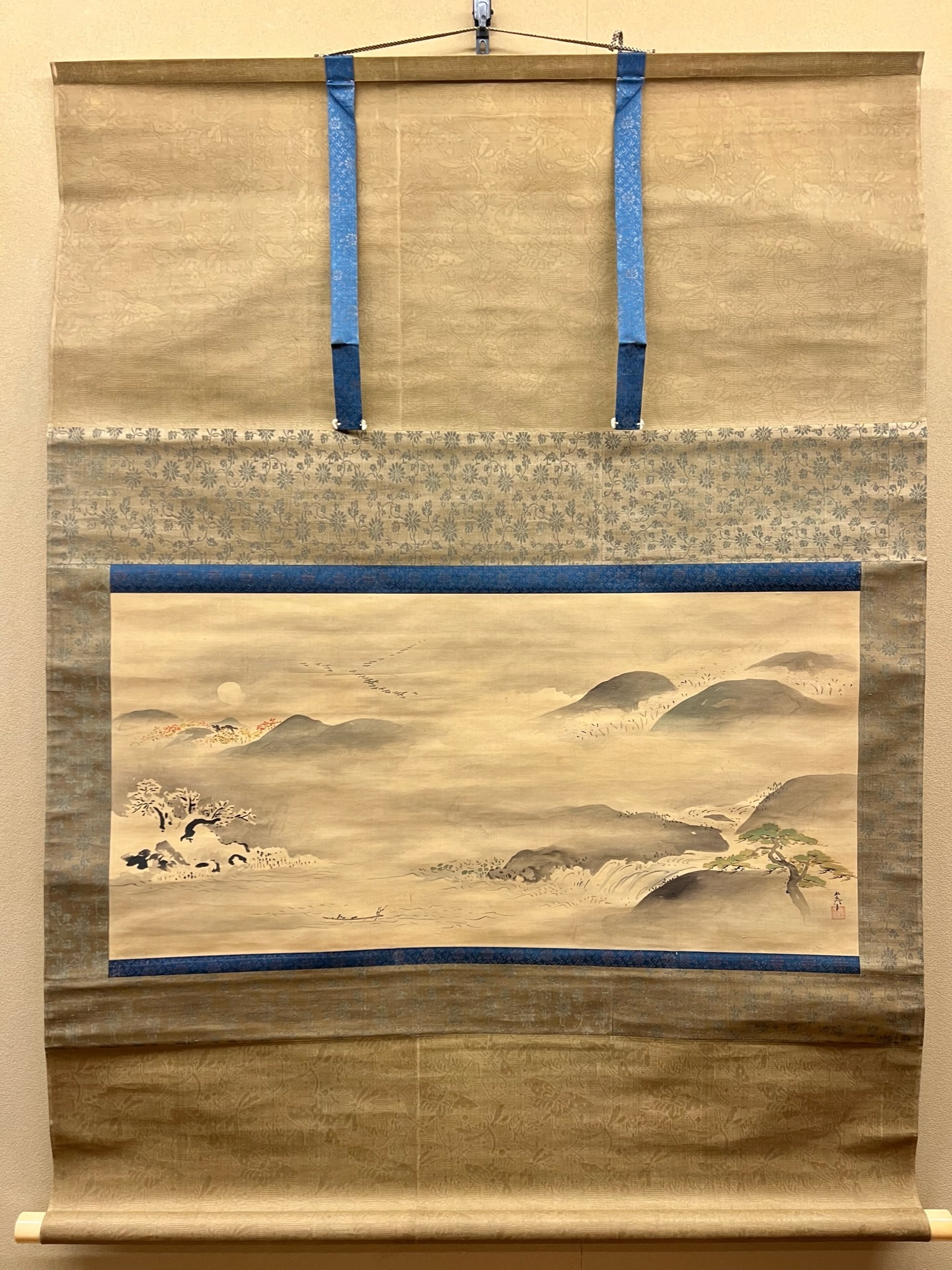 掛軸肉筆山水真筆です狩野探信と思います