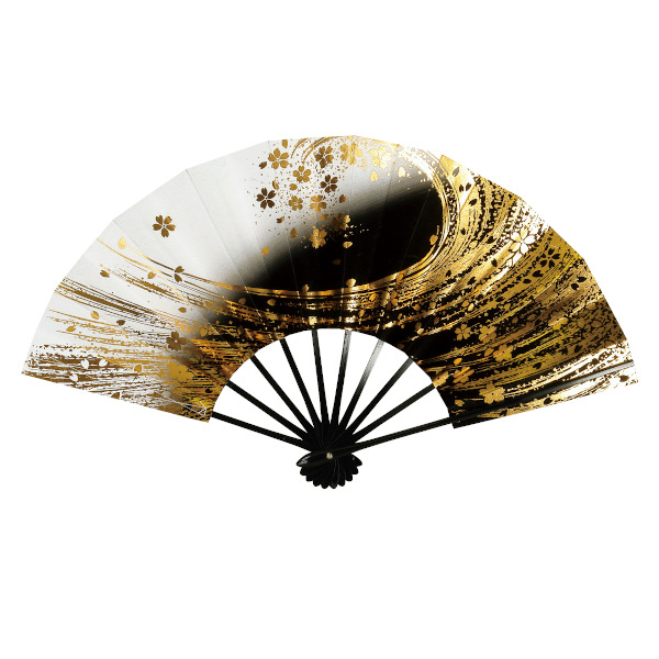 舞扇 29cm 黒ぼかし 金桜吹雪 / 祭りSHOP 花神楽