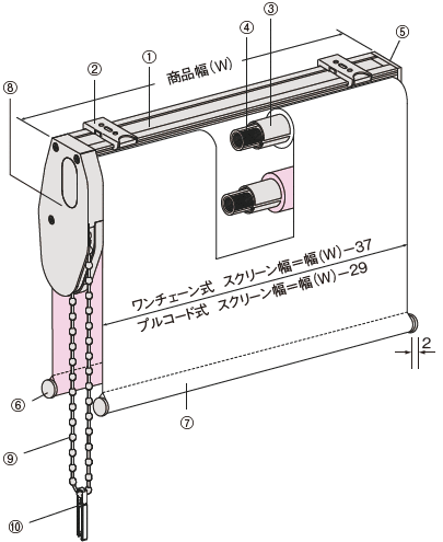 製品仕様(ダブルタイプ) ポポラ2 ニチベイ｜ロールスクリーン（ロール
