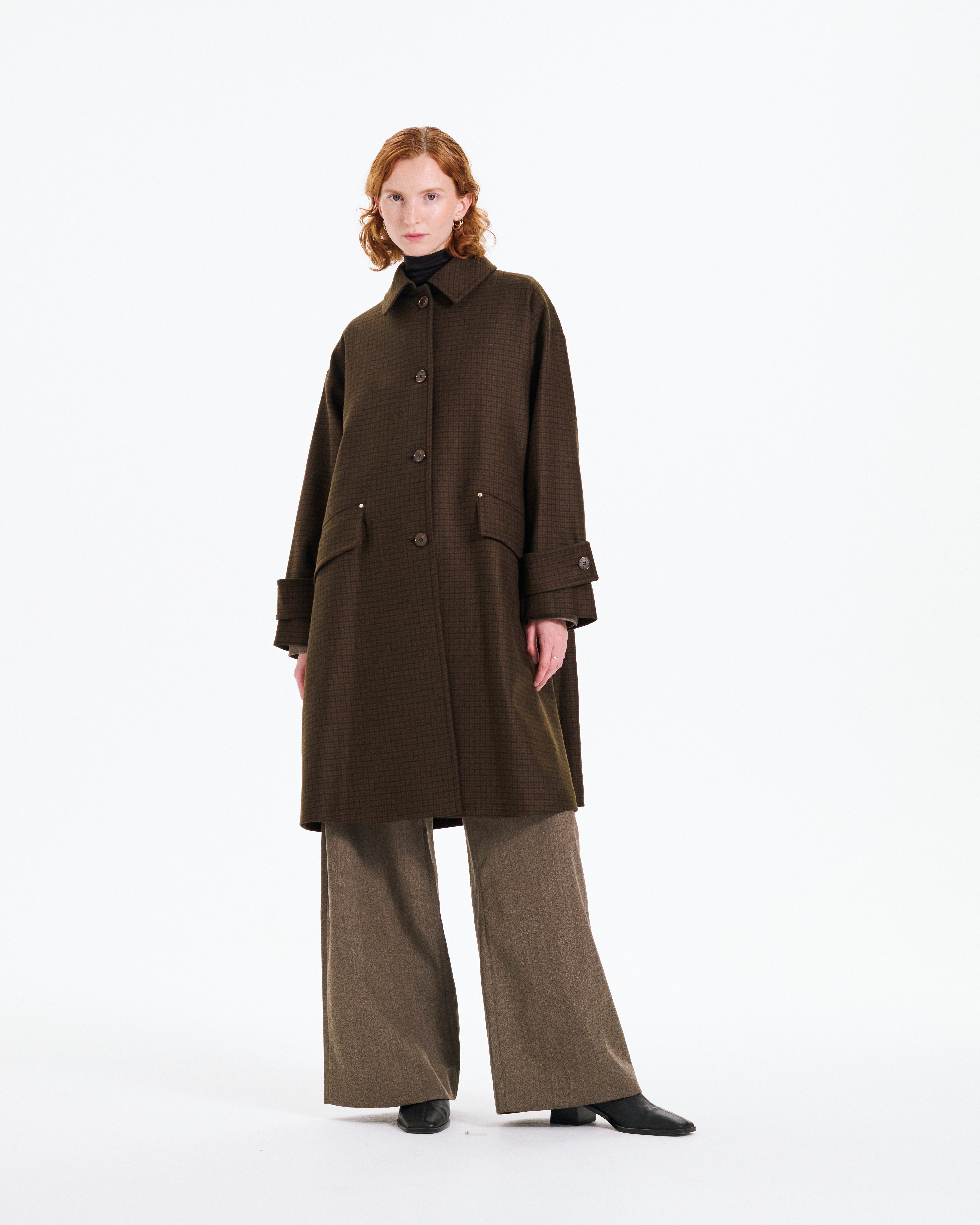 ウィメンズ HUMBIE LONG SL - ウールハウンドトゥース コート – Mackintosh