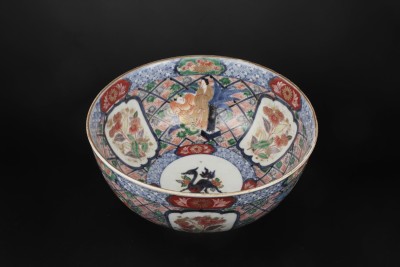 2418大明萬暦年製銘 伊万里 金襴手 菊に龍 岩に欄干図