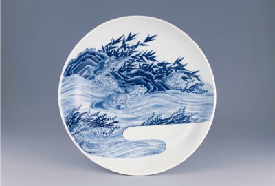 鍋島染付流水芦文尺皿 | 商品詳細 東洋古陶磁の前坂晴天堂