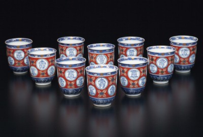 古伊万里美濃太白菊半筒猪口御深井江戸時代B 古伊万里金襴