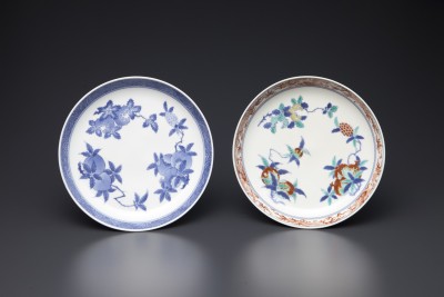 柿右衛門 色絵 梅に柴垣文角皿 五客組 江戸時代後期〜明治時代頃 名品