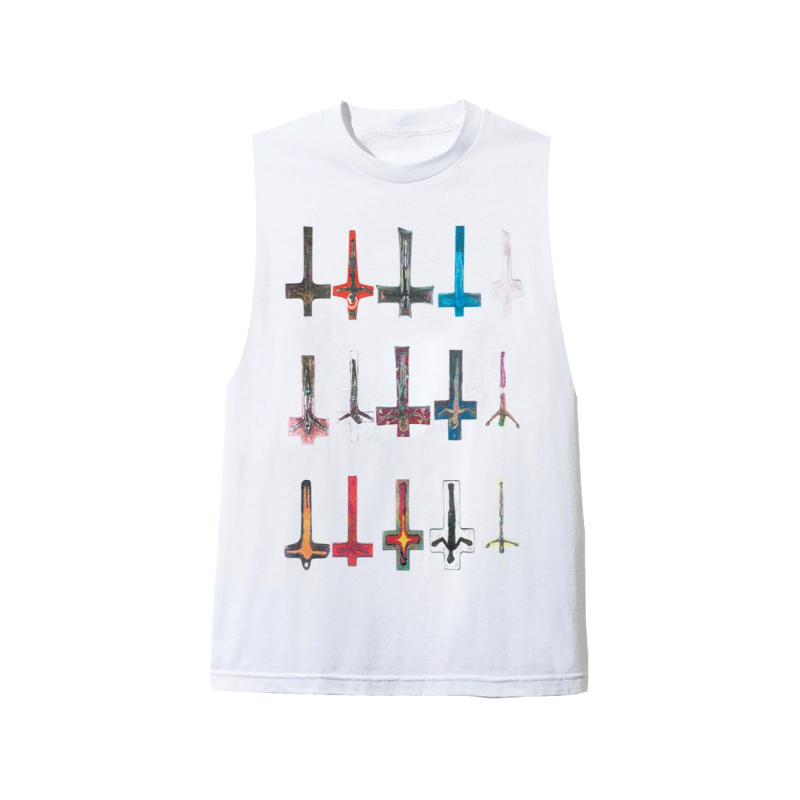 PLAYBOI CARTI - CROSS SLEEVELESS WHITE TEE | MAGIC CUSTOM Color