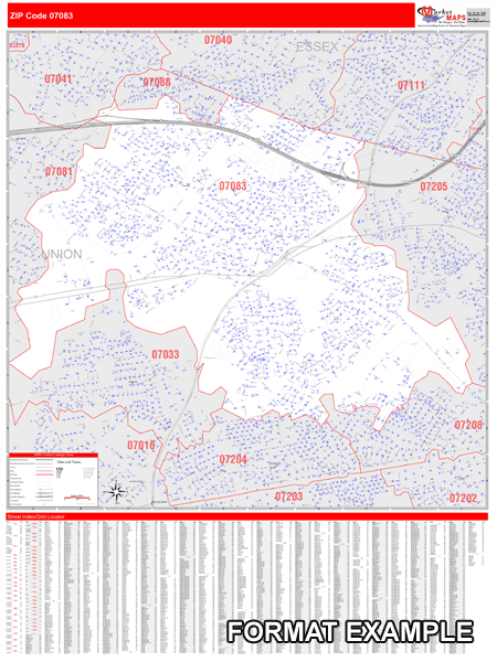 95976 ZIP+4 Wall Map Red Line Style by MarketMAPS - MapSales
