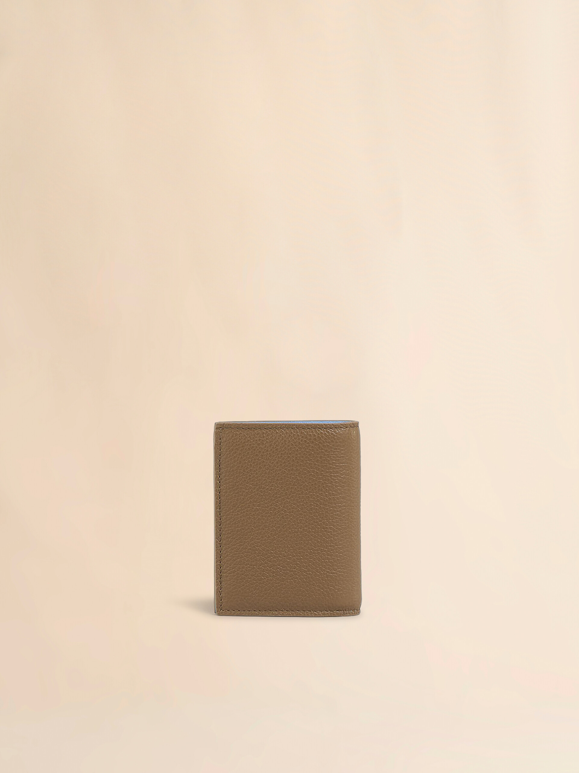 ブラウン レザー製二つ折りウォレット、マルニメンディング刺繍入り