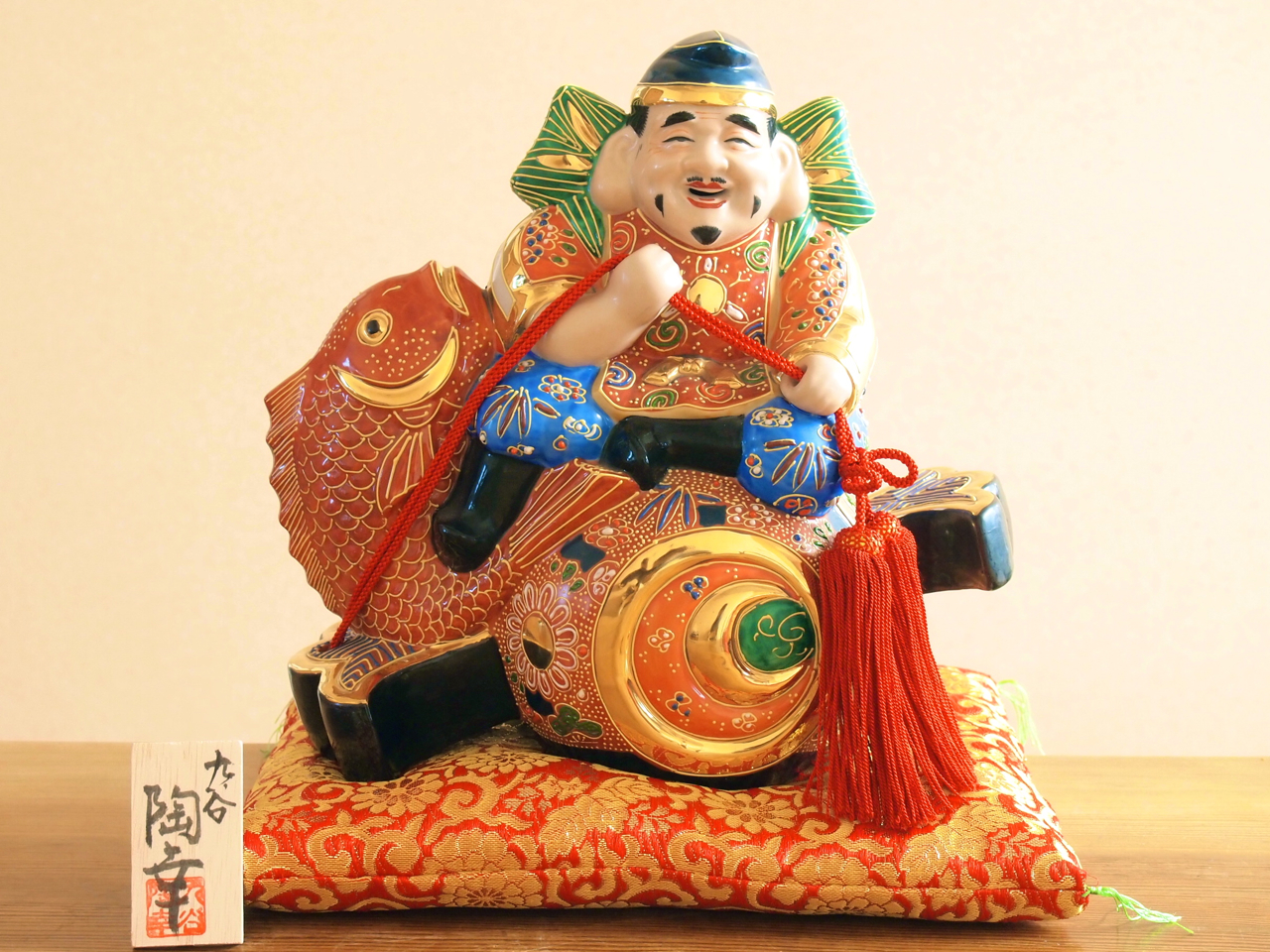 専用！乾山写 打出の小槌 8客 明治～昭和初期 備前焼 大黒天像 置物