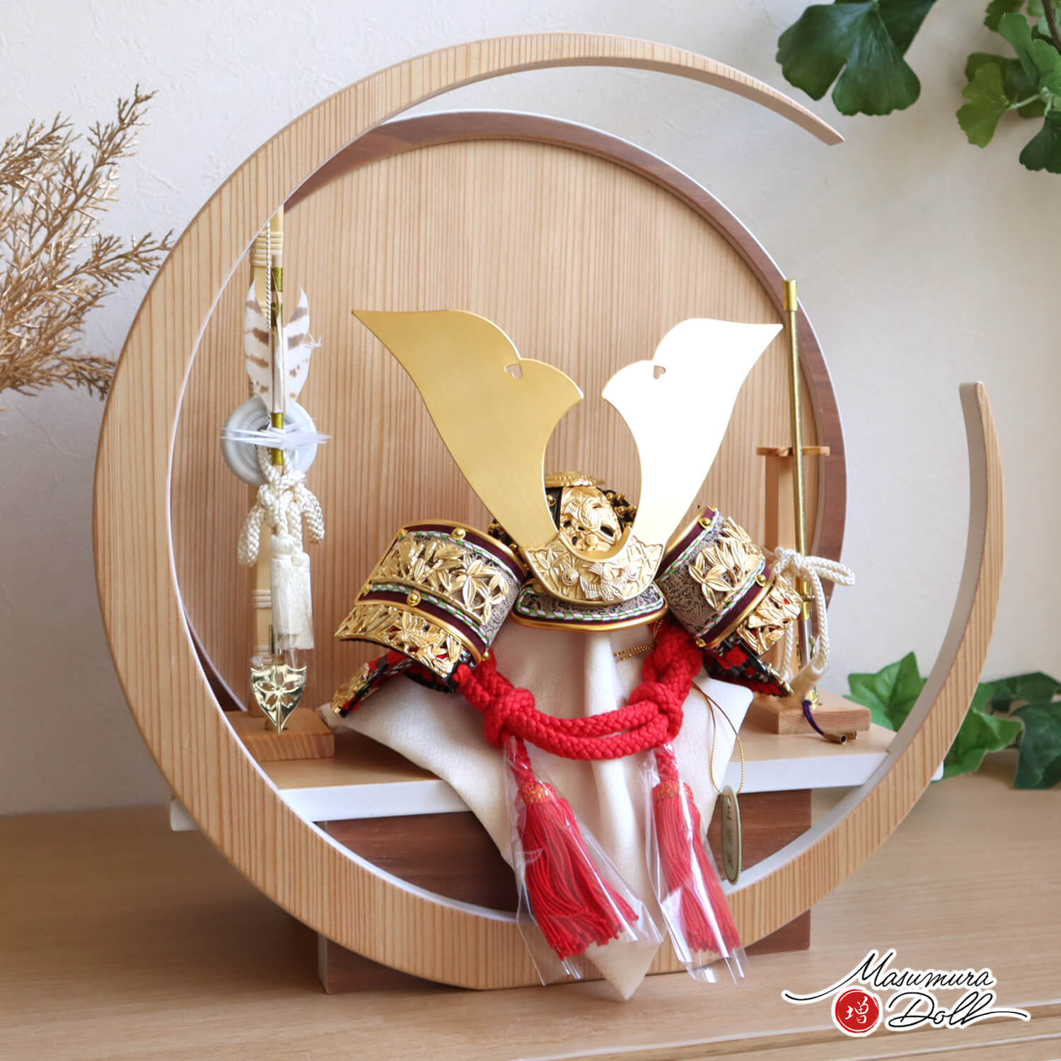 8号 国宝模写 竹に雀之金物 赤糸 黒小札 共吹返し 月-tsuki- 円形