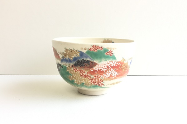 送料込【逢絢亭・新品】茶道具 茶碗 京焼 仁清 青楓の図 山本蓼 共