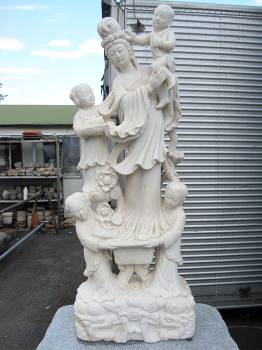 天然大理石彫刻 観音菩薩像 慈母観音菩薩