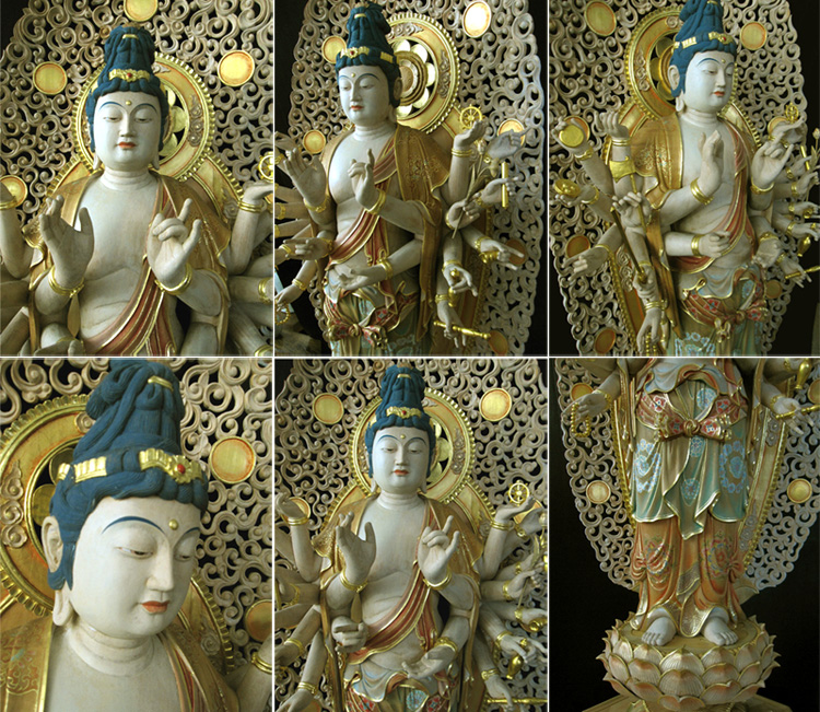 観音像 木彫 彩色仏像 全身 置物 観音像木彫彩色仏像全身置物