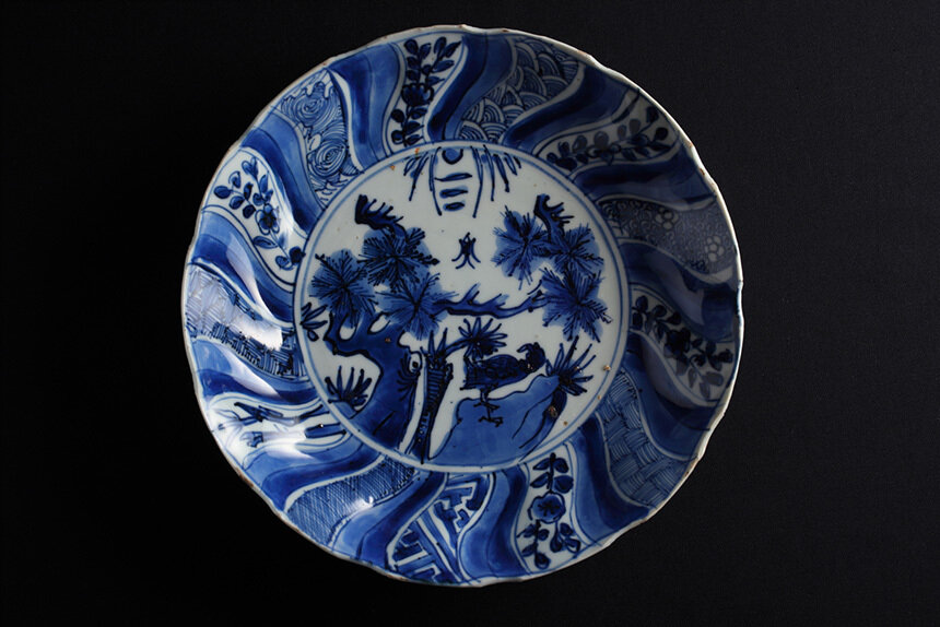 祥瑞舟絵中皿 骨董/磁器 永楽妙全 作 10客売り おまめさん専用 祥瑞舟