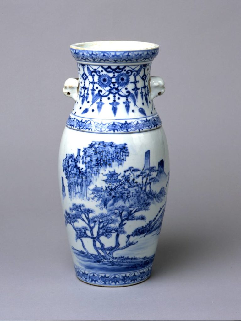 染付水絵花瓶 K856染付山水花瓶 南光窯L104青絵染付山水絵 飾り壷B773