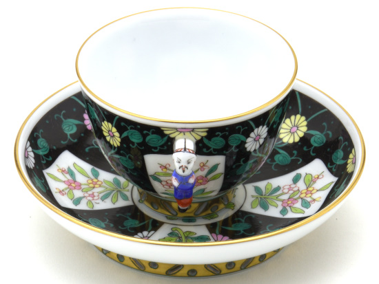 HEREND ヘレンド 西安の黒 29cm透かしディッシュ トレイ マンダリン