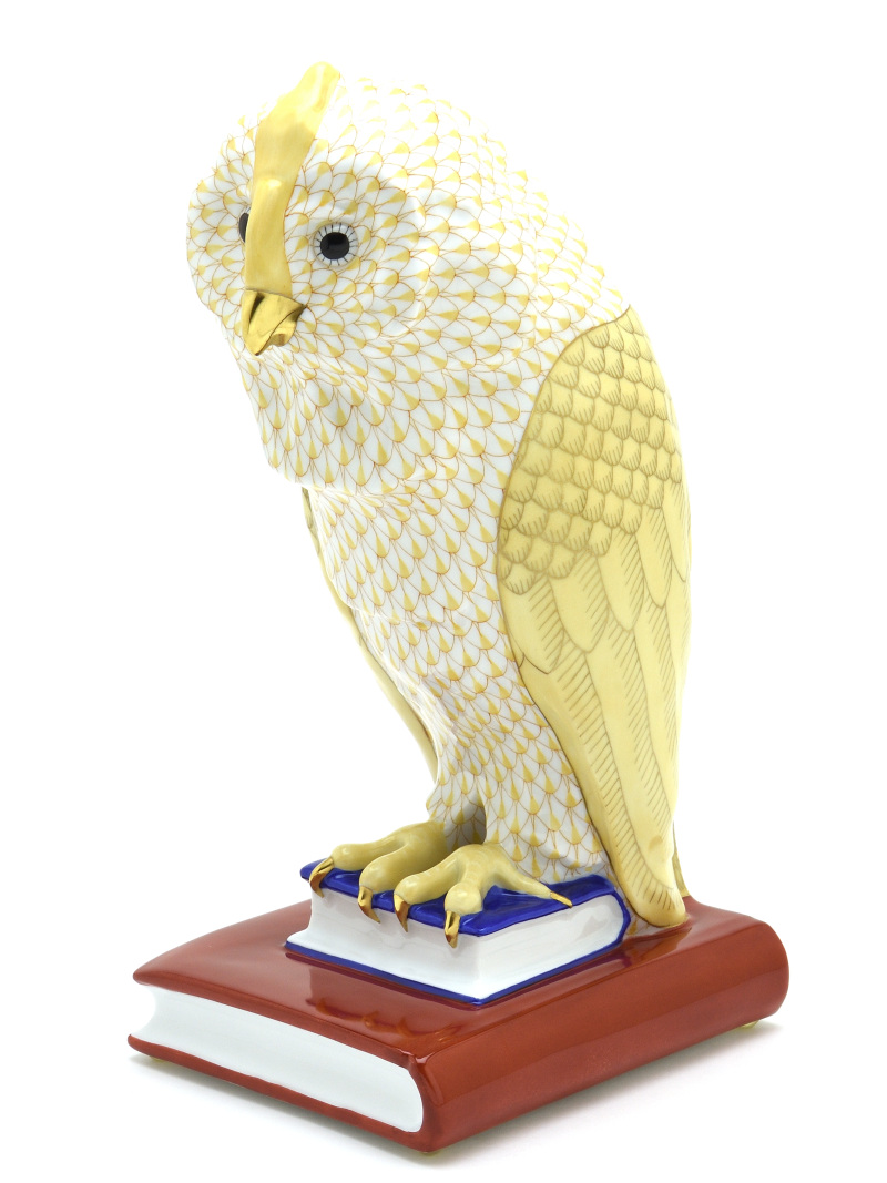 ヘレンド(Herend) ふくろう置物(高さ:29.5cm) 本の上の梟(L)ペア