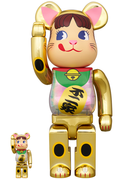 MEDICOM TOY - BE@RBRICK 招き猫 ペコちゃん 金メッキ 蓄光ミルキー
