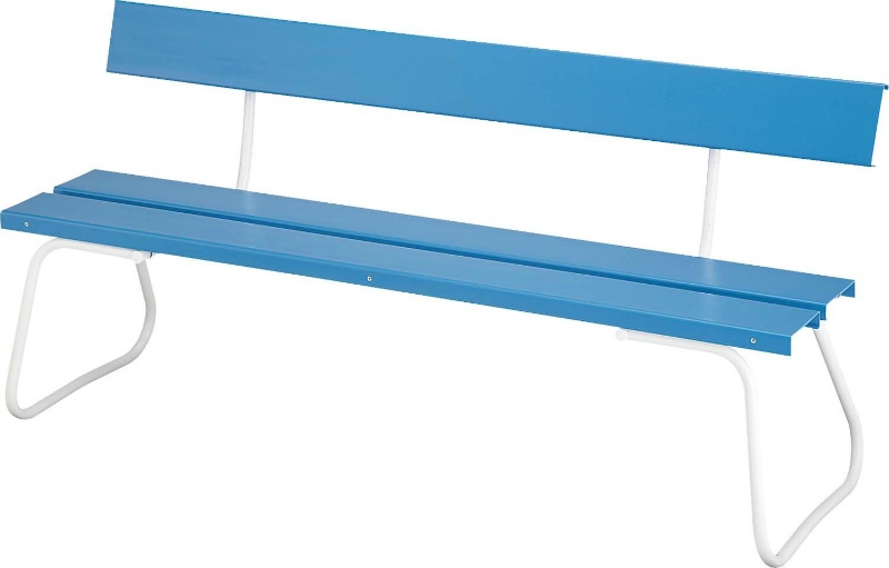 樹脂製ベンチ 背付ECO 1500mm×500mm×700mm ブルー 山崎産業 コンドル