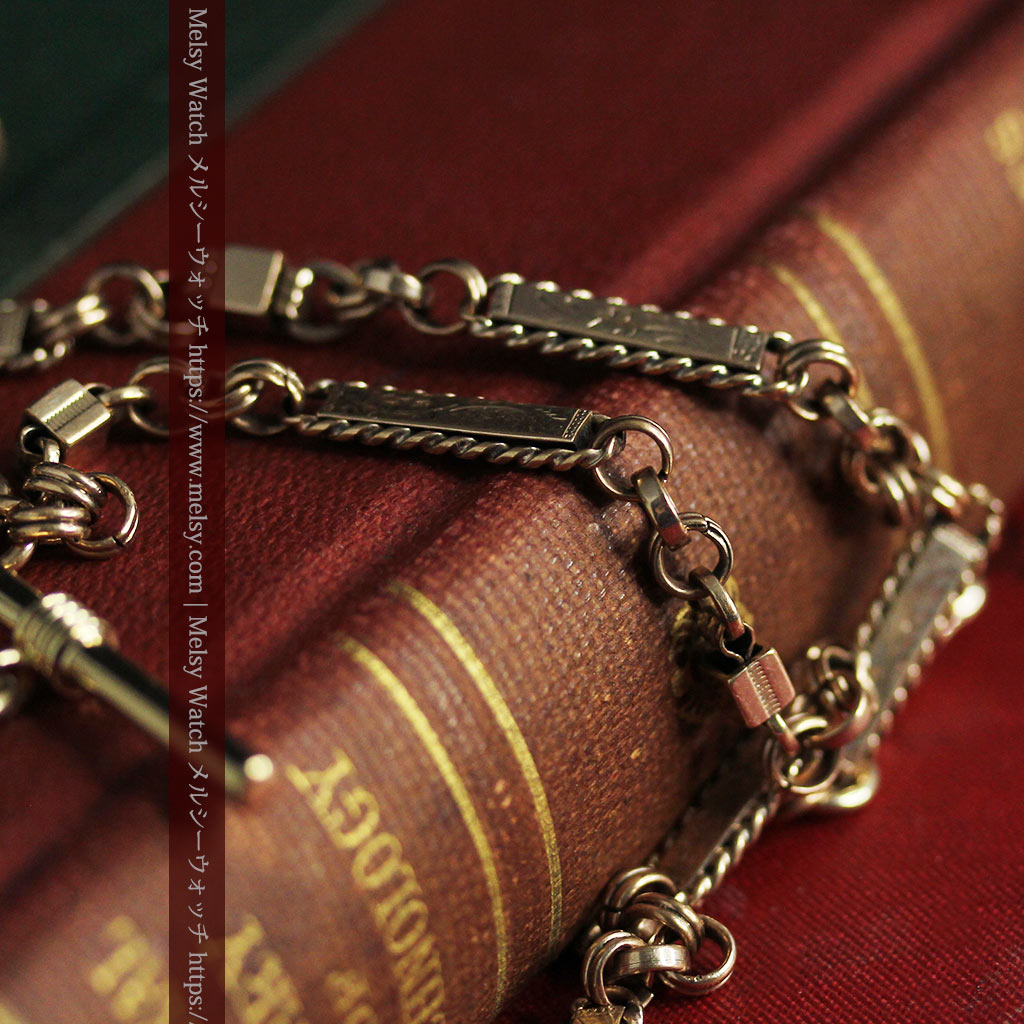 装飾の綺麗なダブルアルバート懐中時計チェーン 立体装飾付き