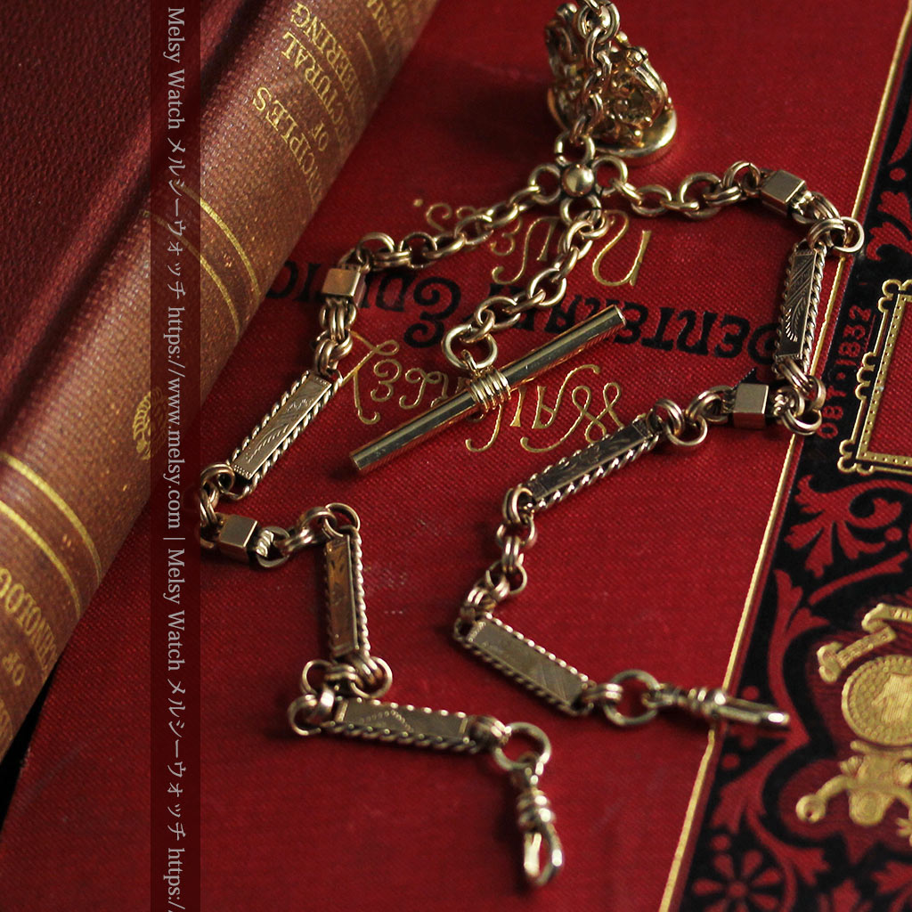 装飾の綺麗なダブルアルバート懐中時計チェーン 立体装飾付き