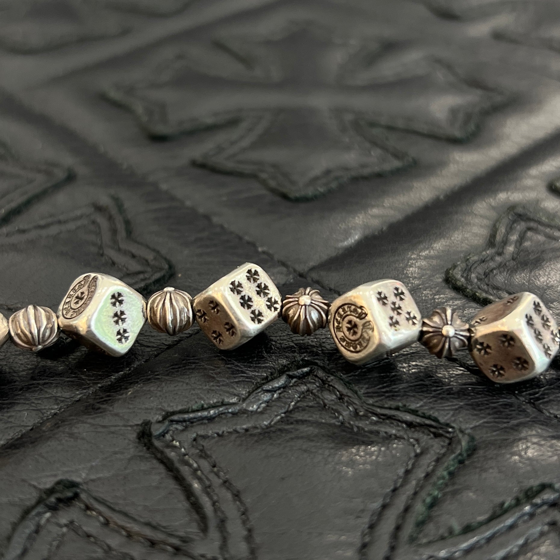 CHROME HEARTS DICE Cross Ball Silver Bracelet Size 13 LINK クロム