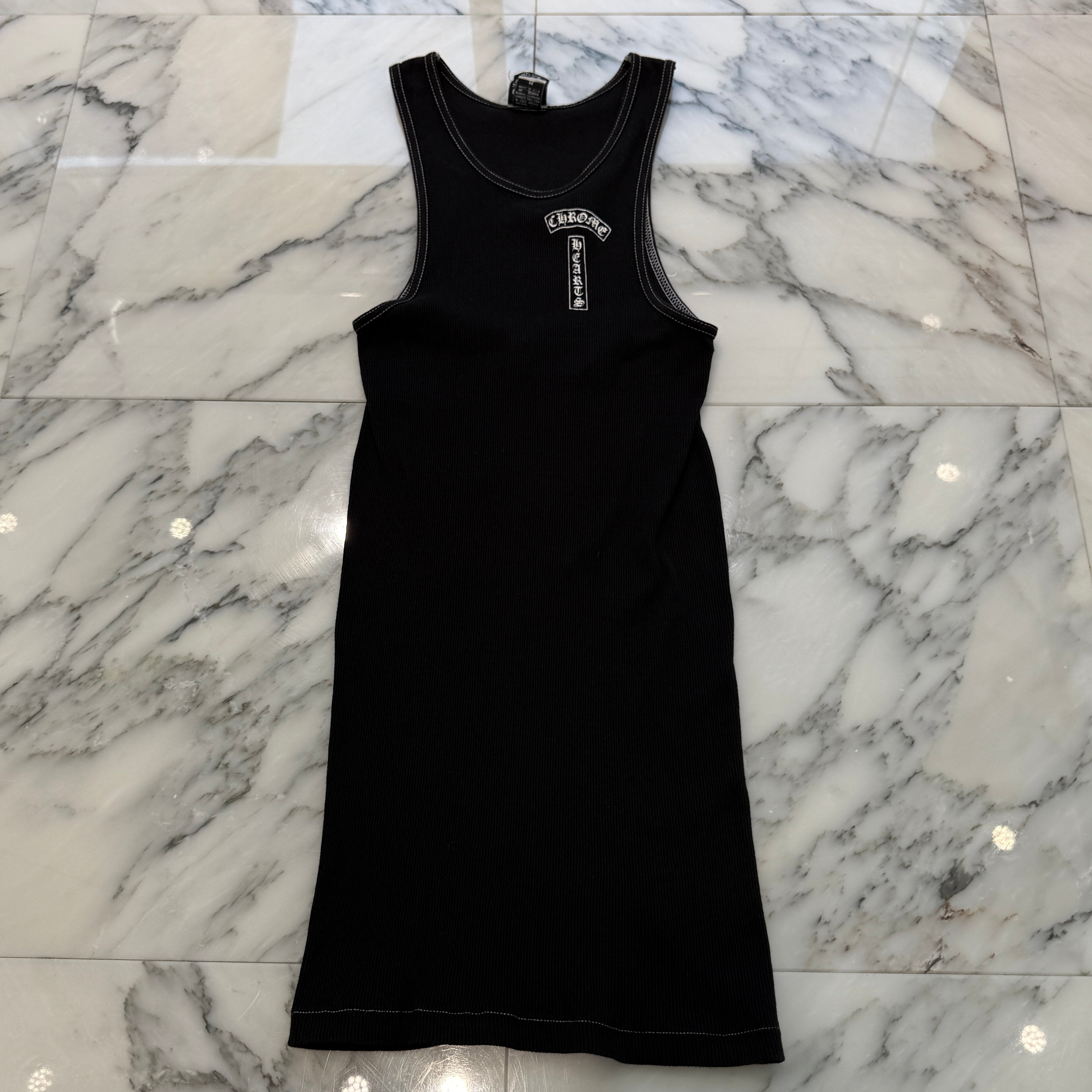 CHROME HEARTS Vertical Logo Back Cross Print Tank Top Size M