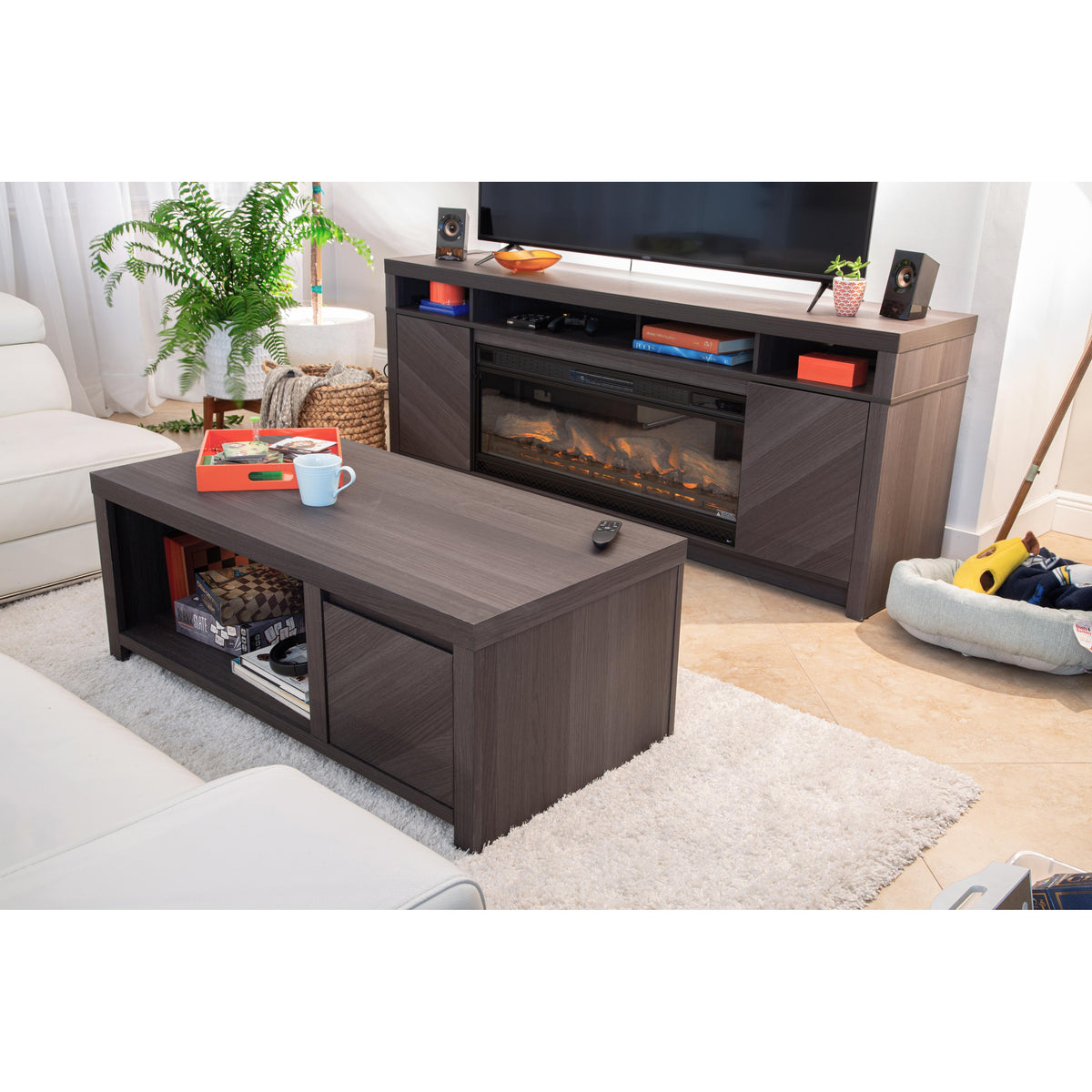 Twin-Star International Morado Bay 42MM6717-PO126 TV Stand with Electr